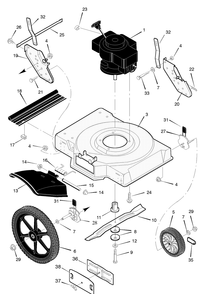 Mower Housing Assembly Diagram and Parts List for 22556X18A 1996 Briggs and Stratton Lawn Mower